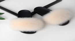 RASS PLE 2019 Real Fox Fur Slippers Slides Shoes Furry Fuffly Slipper Flip Flops Sandals Sliders Drag Sandal Summer Shoes9536650