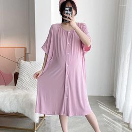 Women's Sleepwear Summer Modal Cotton Nightgown Sexy Button Cardigan Loose Leisure Elastic Home Clothes Lingeries Nightdress