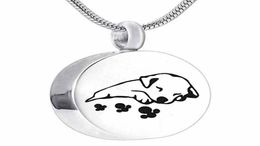 Unisex Stainless Steel PetDogCat Jewelry Print Cremation Ashes Holder Pet Memorial Urn Necklace For Memory Pendant Necklaces7783601