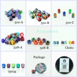 7 Styles Demon Killer Epoxy Resin Drip Tip Colorful Wide Bore Mouthpiece for TFV8 Prince Cleito Goon 528 510 Tank Atomizers ZZ