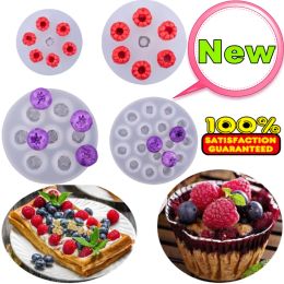 Moulds New Simulation Fruit Candle Silicone Mould 3D Blueberry Raspberry Shaped Fondant Mould DIY Chocolate Baking Mould Cake Decor Tool