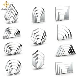 Moulds DIY Geometry Rectangular Metal Cookie Cutter For Biscuit Mould And Stamp Fondant Pastry Cake Baking Tools Kitchen Accessories