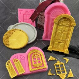 Moulds 3D Door Window Silicone Mold Frame Border Fondant Cake Decorating Cookie Baking Christmas Candy Chocolate Gumpaste Moulds