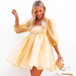 Party Dresses Ardm Sweet Square Collar A-Line Summer White Organza For Women 2024 Mini Dress Puff Sleeve Princess