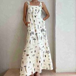 Basic Casual Dresses Designer Dress Fashion Personalised Graffiti Hanging Strap Sexy Open Back Lace up Dress for Women