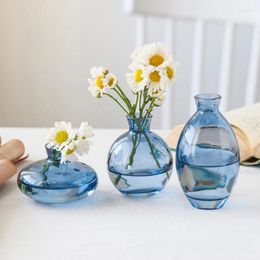 Vases 3pcs/set Coloured Glass Vase Transparent Nordic Style Home Desktop Decoration Small Decorative Items Dry Flower