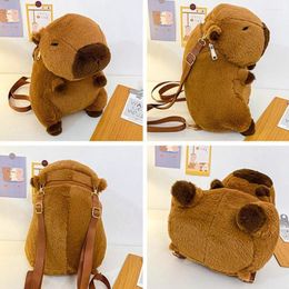 School Bags Cartoon Capybara Plush Backpack Doll Bag Students Large Capacity Shoulder Travel