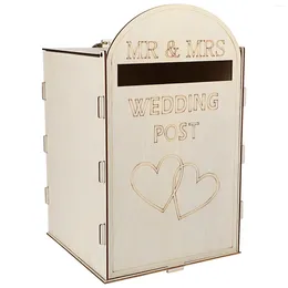 Party Supplies Wedding Post Box DIY Wooden Gift Envelope Mailbox With Lock Suggestion Letter Donation Favours