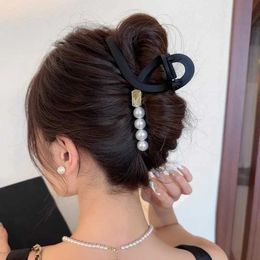 Hair Clips Barrettes Retro Korean frosted large hair claw clip for womens elegant pearl crab headwear jewelry accessories gifts