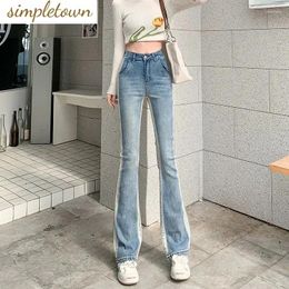 Women's Jeans Light Coloured Flared For Spring And Summer High Waisted Fashion Gradient Horseshoe Pants