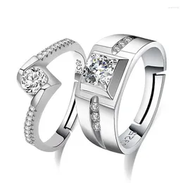With Side Stones Romantic Couple Ring Quality 925 Sterling Silver Stamp Cubic Zirconia Women Engagement Rings Wedding Jewelry 5R495