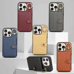 Cell Phone Cases Trendy Wallet PU Leather Phone Case For iPhone 13 15 Pro Max 14 15Pro 11 12 Card Pocket 360 Rotatable Ring Stand Holder Cover J240426