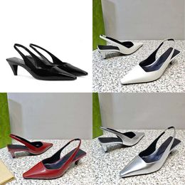 Slingback New Sandals Conical Heel Pumps Heels 5.5 CM Kitten Hee Leather Sole Women's Designer Fashion Party Wedding Evening Shoes Shoe 35-42 with Box s Original Quality