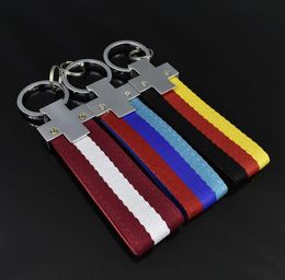 Keychains M Threecolor Sports Standard German Flag Pull Ring Braided Metal Keychain Car Advertising Key Holder TJP1609542485