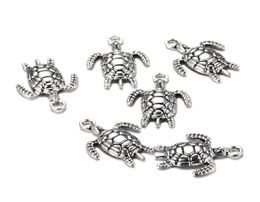 100pcslot 2317mm antique silver Alloy Turtle charms Pendant for Jewelry Making Metal Animal Pendant for DIY Findings1073088