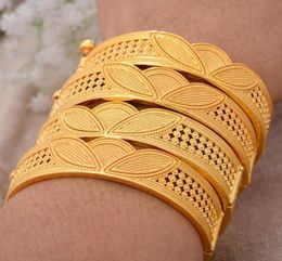 Bangle Dubai Small Size Gold Colour Cuff Bangles For Women Bride Wedding Leaf Bracelet African Arab Maple Jewelry3654532