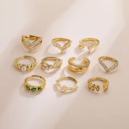 Cluster Rings HECHENG Gold Plated Cubic Zircon For Women Open Size Luxury Crystal Finger Ring Boho Jewelry Wedding Part