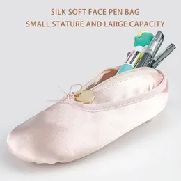 Storage Bags Dancing Shoe Shape Pencil Holder Satin Case Waterproof Ballet Bag With Zipper Closure For School Supplies