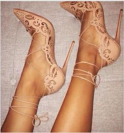 Fashion Women Impera Lasercut Pump High Heels Sexy Pointed Toe Cutouts Wedding Shoes Woman1324426