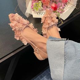 Casual Shoes Petal Wrapped Toe Sandals Women Pointy Head Fashion Luxury Designer Sandal Back Empty Flat Party Dress Summer