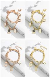 Pretty Double Layer Openwork Stainless Steel Clover Charm Bracelet Lucky Four Leaf Women Jewellery for Women Gift2733219