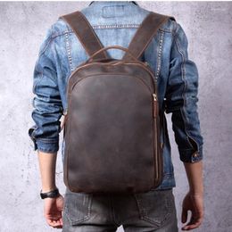 Backpack Personality Vintage Leather Men's Cow Travel Backpacks Simple Fashion Computer Men Schoolbag Bags