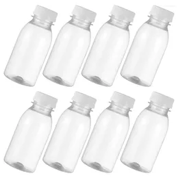 Mugs 8 Pcs Milk Bottle Empty Bottles Drinks Fridge Containers Mini Lids Juice Jars Transparent Smoothie Reusable Clear Caps