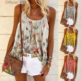 Women's Tanks Camis 2023 Fashion Summer Women Clothing S-5XL Sleless Suspender Casual Boho Loose Butterfly Print Camisole Tank Tops All Match Top d240427