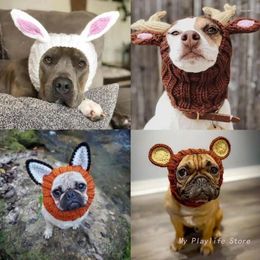 Dog Apparel Funny Hat For Cats Knitted Dress Up Costume Pet Christmas Cosplay Warm Headwear Dogs Hats Puppy Accessories