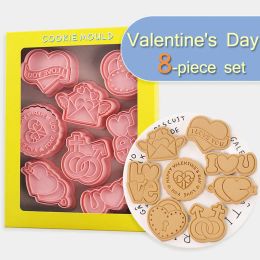 Moulds 8 Pieces Valentine's Day Biscuit Mould LOVE Envelope Shape Sandwich Cookie Mould Plastic Cookie Cutter Cookie Stamps Baking Mould