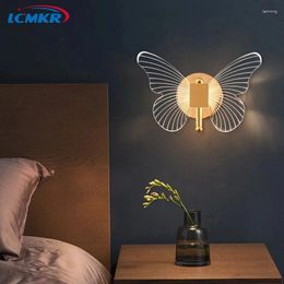 Wall Lamp LED Transparent Butterfly Lamps For Corridor Bedroom Room Living Staircase Decoration Creative Art Lights Lustre