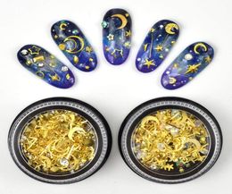 Nail Art Stud Star Nails Gold Metal Sequins DIY Assorted Hollow Moon Stars Manicure Glitter Alloy Nail Art Decoration9006076