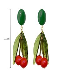 Modern Style Red Cherry Tassel Earrings Female Long Earrings Wild Temperament Earrings Y19051002243v4097855