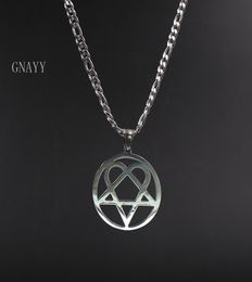 Best price Punk jewelry Him Necklace Stainless Steel Hearram Pendant Merch Logo Symbol Silver 4mm 24" curb Chain2945196