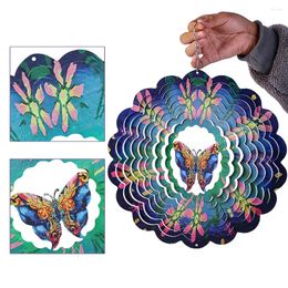 Decorative Figurines Large Metal Butterfly Wind Spinner Curved Edge Colourful Pendant Home Hanging Wall Decor Garden Chime Accessories