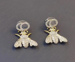 New 2022 Fashion Charm Earrings Diamond Bee Silver Plated Luxury Designer Earrings Women Party Wedding Gift Jewelry5049761