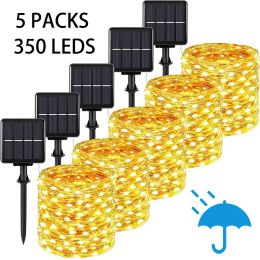 Decorations 32m/22m/12m/7m Solar Led Lights Outdoor Festoon Led Lamp Solar Garden Outdoor Fairy String Garland Christmas Decor 5/4/3/2/1pack