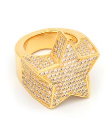 Men Copper Gold Silver Colour Plated Exaggerate High Quality Iced Out Cz Stone Star Shape Ring Jewellery N757098702