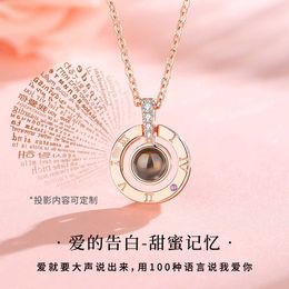 Ferris wheel design projection stone necklace for womens versatile S925 pure silver niche light luxury collarbone chain high-end Jewellery