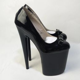 Dance Shoes Platform Sexy 20cm Ultra High Heels Pump Closed Toe 8 Inch High-Heeled Black Sole