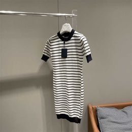 Summer designer women Knit Dress Striped Print Maxi Dress Summer Lightweight Casual Style black white rainbow SML