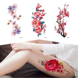 Tattoo Transfer Colorful Lady Makeup Sexy Girl Fashion 3D Flowers Water Transfer Fake Tattoos Arm Leg Art Body Art Temporary Tattoo Stickers 240426