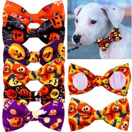 Dog Apparel 10PCS Halloween Pet Cat Bows Collar Bulk Slidable Accessories For Small Puppy Supplier