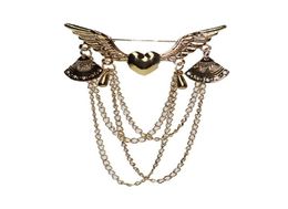 2020 designer brooch Love Wings brooch with tassel Jewellery retro multilayer chain collar pin button set clothing accessories jewe9480614