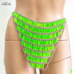 skirt Neon Green Gem Beads Skirt Chain Briefs Club Wear Sexy Body Lingerie Festival Outfit Holiday Bikini Burning Man Wear Jewellery