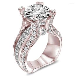 With Side Stones Luxury Crystal Female Zircon Wedding Ring Fashion Silver Color Bridal Jewelry Charms Promise Engagement Rings For Women