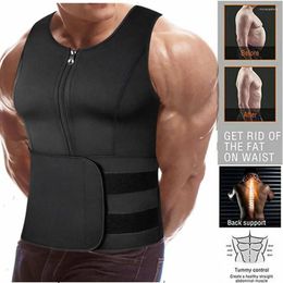 Waist Support Yfashion Men Sports Body Shaper Trainer Double Sided Zipper Weight Loss Sauna Suit Slimming Shapewear