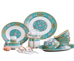 Europe design bone china dinnerware set plates and bowls tableware luxury colorful eyeful of pattern dinnerware set7133408