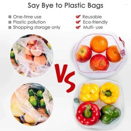 Storage Bags Transparent Of Produce 15 Mesh Vegetables Bag Set With Drawstring Fruit Reusable Grocery