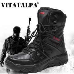 Boots Men Tactical Military Boots Mens Casual Shoes Leather SWAT Army Boot Motorcycle Ankle Combat Boots Black Botas Militares Hombre